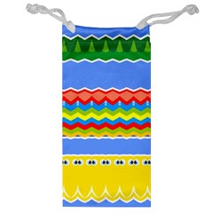 Colorful Chevrons And Waves                 Jewelry Bag by LalyLauraFLM