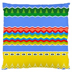 Colorful Chevrons And Waves                 	large Flano Cushion Case (two Sides)