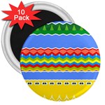 Colorful chevrons and waves                 			3  Magnet (10 pack) Front