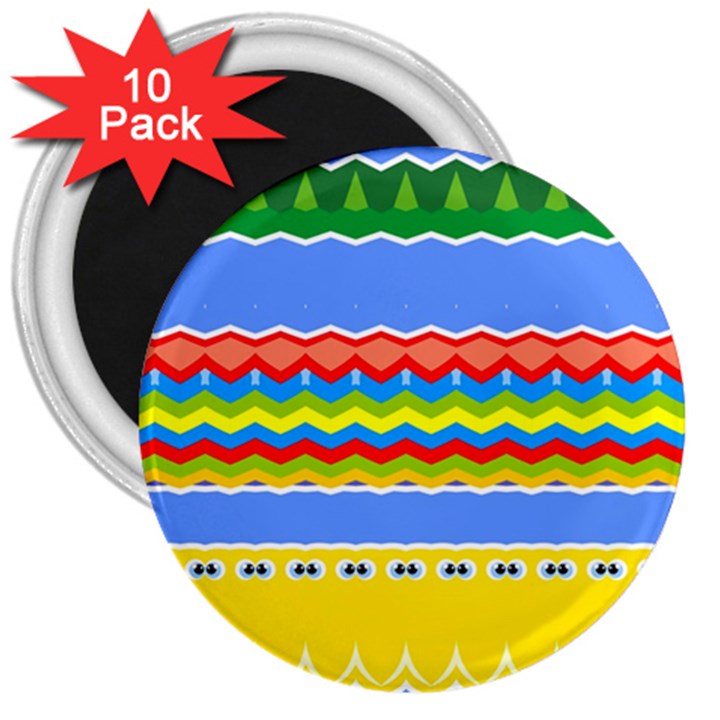 Colorful chevrons and waves                 			3  Magnet (10 pack)