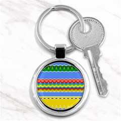 Colorful Chevrons And Waves                 			key Chain (round) by LalyLauraFLM