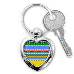 Colorful Chevrons And Waves                 			key Chain (heart) by LalyLauraFLM