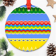 Colorful Chevrons And Waves                 			ornament (round) by LalyLauraFLM