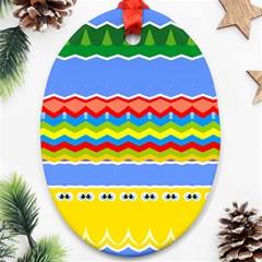 Colorful Chevrons And Waves                 			ornament (oval) by LalyLauraFLM