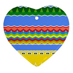 Colorful Chevrons And Waves                 			ornament (heart) by LalyLauraFLM