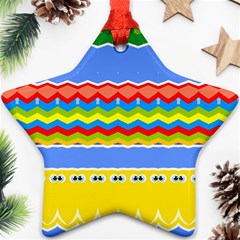 Colorful Chevrons And Waves                 			ornament (star) by LalyLauraFLM