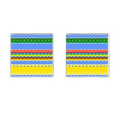 Colorful Chevrons And Waves                 			cufflinks (square) by LalyLauraFLM