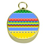 Colorful chevrons and waves                 			Gold Compass Front