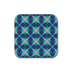 Blue Stars Pattern                  			rubber Square Coaster (4 Pack by LalyLauraFLM