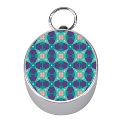 Blue Stars Pattern                  			silver Compass (mini)