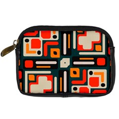 Shapes In Retro Colors Texture                   	digital Camera Leather Case by LalyLauraFLM