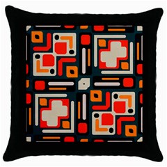 Shapes in retro colors texture                   			Throw Pillow Case (Black)