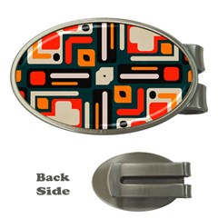 Shapes in retro colors texture                   			Money Clip (Oval)