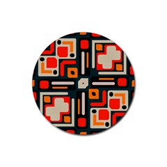 Shapes in retro colors texture                   			Rubber Round Coaster (4 pack)