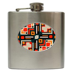 Shapes in retro colors texture                   			Hip Flask (6 oz)