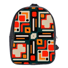 Shapes in retro colors texture                   			School Bag (Large)