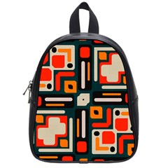 Shapes In Retro Colors Texture                   			school Bag (small) by LalyLauraFLM