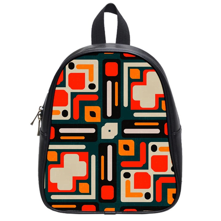 Shapes in retro colors texture                   			School Bag (Small)