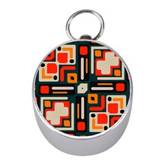 Shapes In Retro Colors Texture                   			silver Compass (mini)