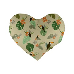 Tropical Garden Pattern Standard 16  Premium Heart Shape Cushions by TastefulDesigns