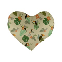 Tropical Garden Pattern Standard 16  Premium Flano Heart Shape Cushions