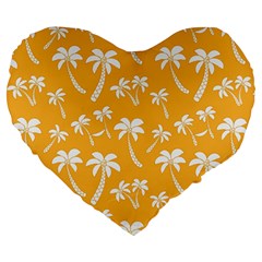 Summer Palm Tree Pattern Large 19  Premium Flano Heart Shape Cushions by TastefulDesigns