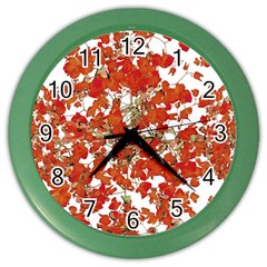 Vivid Floral Collage Color Wall Clocks by dflcprints