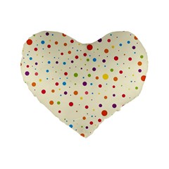 Colorful Dots Pattern Standard 16  Premium Flano Heart Shape Cushions