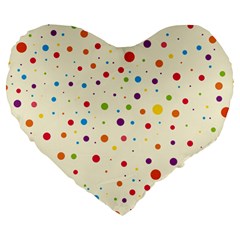 Colorful Dots Pattern Large 19  Premium Flano Heart Shape Cushions