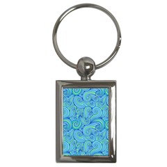 Abstract Blue Wave Pattern Key Chains (rectangle)  by TastefulDesigns