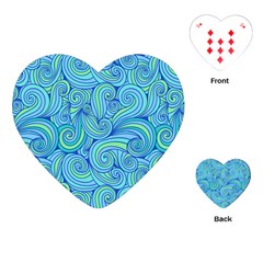 Abstract Blue Wave Pattern Playing Cards (heart)  by TastefulDesigns