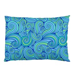 Abstract Blue Wave Pattern Pillow Case