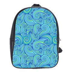 Abstract Blue Wave Pattern School Bags(large)  by TastefulDesigns