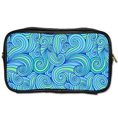 Abstract Blue Wave Pattern Toiletries Bags by TastefulDesigns