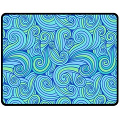 Abstract Blue Wave Pattern Fleece Blanket (medium)  by TastefulDesigns