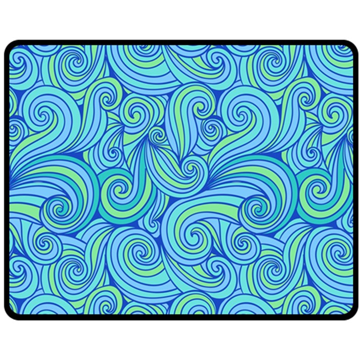 Abstract Blue Wave Pattern Fleece Blanket (Medium) 