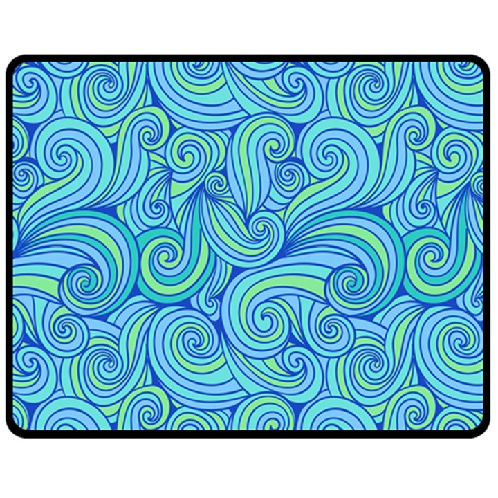 Abstract Blue Wave Pattern Double Sided Fleece Blanket (Medium) 