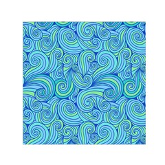 Abstract Blue Wave Pattern Small Satin Scarf (square)