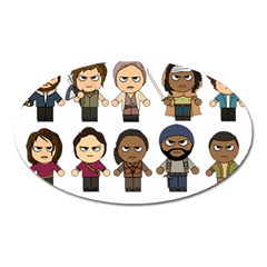 The Walking Dead   Main Characters Chibi   Amc Walking Dead   Manga Dead Oval Magnet by PTsImaginarium