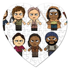 The Walking Dead   Main Characters Chibi   Amc Walking Dead   Manga Dead Jigsaw Puzzle (heart) by PTsImaginarium