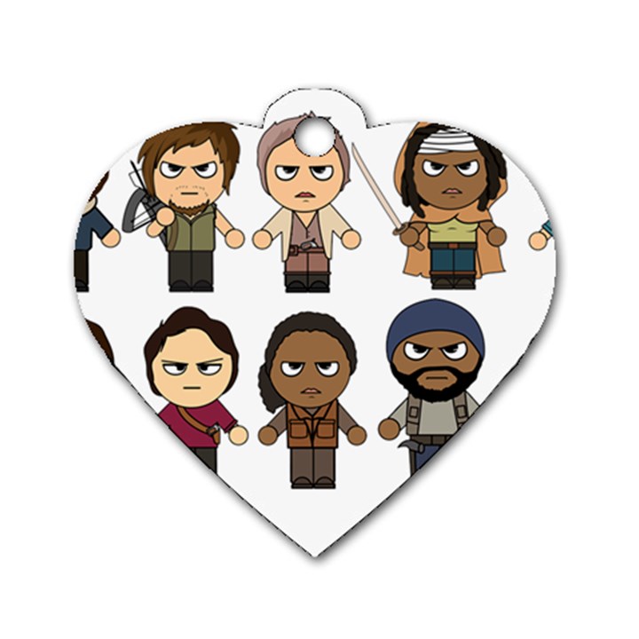 The Walking Dead   Main Characters Chibi   Amc Walking Dead   Manga Dead Dog Tag Heart (Two Sides)