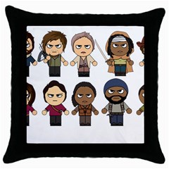 The Walking Dead   Main Characters Chibi   Amc Walking Dead   Manga Dead Throw Pillow Case (black) by PTsImaginarium