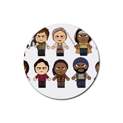 The Walking Dead   Main Characters Chibi   Amc Walking Dead   Manga Dead Rubber Round Coaster (4 Pack)  by PTsImaginarium