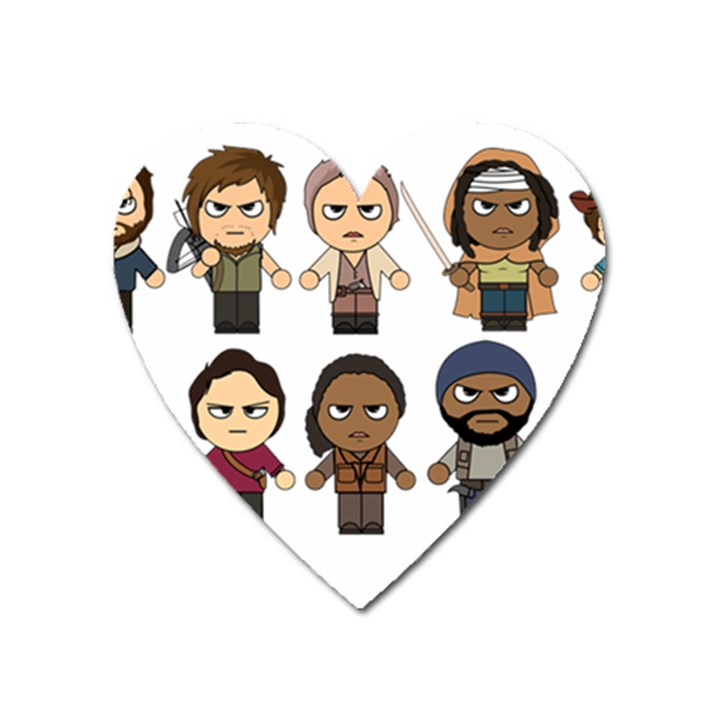 The Walking Dead   Main Characters Chibi   Amc Walking Dead   Manga Dead Heart Magnet