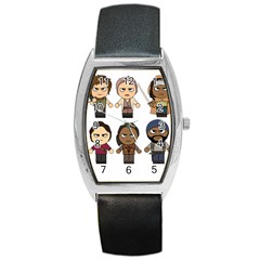 The Walking Dead   Main Characters Chibi   Amc Walking Dead   Manga Dead Barrel Style Metal Watch by PTsImaginarium