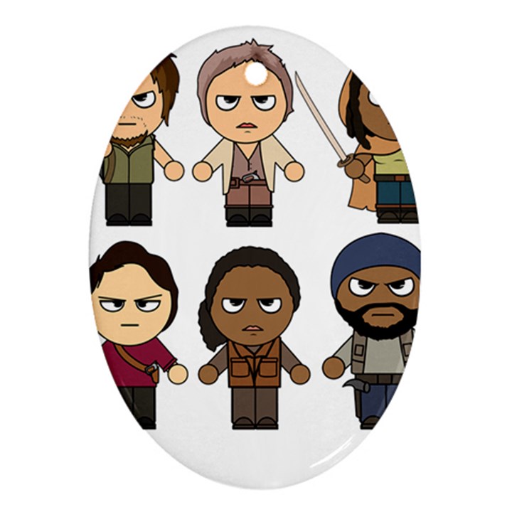 The Walking Dead   Main Characters Chibi   Amc Walking Dead   Manga Dead Oval Ornament (Two Sides)