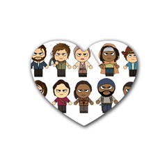 The Walking Dead   Main Characters Chibi   Amc Walking Dead   Manga Dead Heart Coaster (4 Pack)  by PTsImaginarium