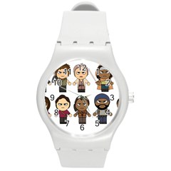 The Walking Dead   Main Characters Chibi   Amc Walking Dead   Manga Dead Round Plastic Sport Watch (m)