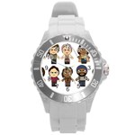 The Walking Dead   Main Characters Chibi   Amc Walking Dead   Manga Dead Round Plastic Sport Watch (L) Front