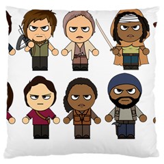 The Walking Dead   Main Characters Chibi   Amc Walking Dead   Manga Dead Large Cushion Case (two Sides) by PTsImaginarium